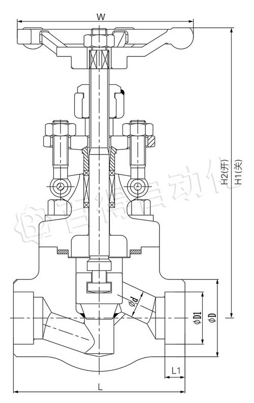 氣動鍛鋼截止閥外形尺寸圖